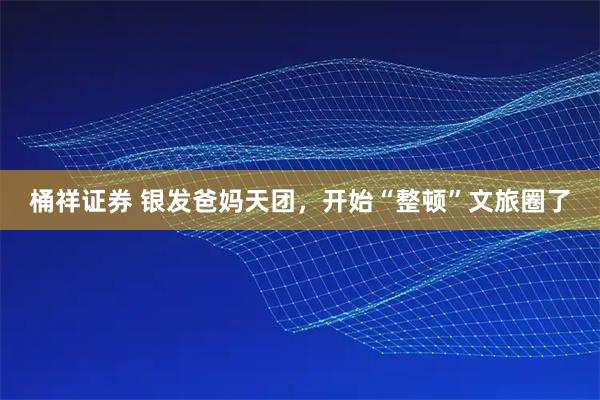 桶祥证券 银发爸妈天团,开始“整顿”文旅圈了